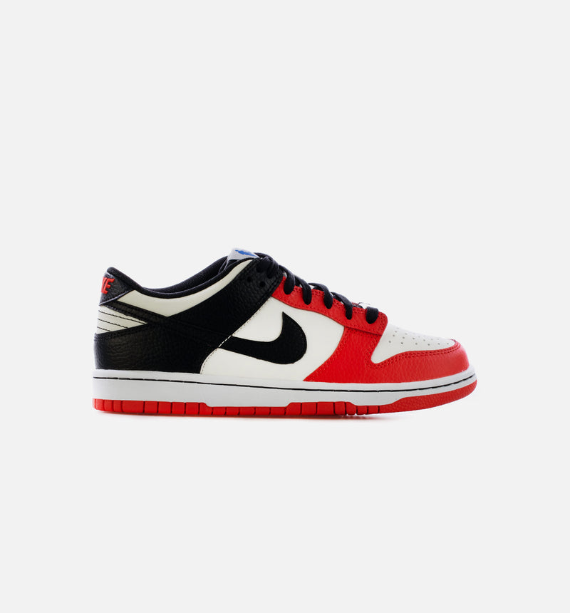 NBA Dunk Low EMB Chicago Grade School Lifestyle Shoe - Sail/Black/Chile Red Limit One Per Customer