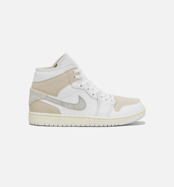 JORDAN DM9652-120
 Air Jordan 1 Retro Mid SE Craft Mens Lifestyle Shoe - White/Grey/Beige Image 0