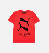 Balmain X Puma Mens Graphic T-Shirt - Red/Black