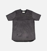 Double Layer Micro Suede Long Tee Mens T-Shirt - Black