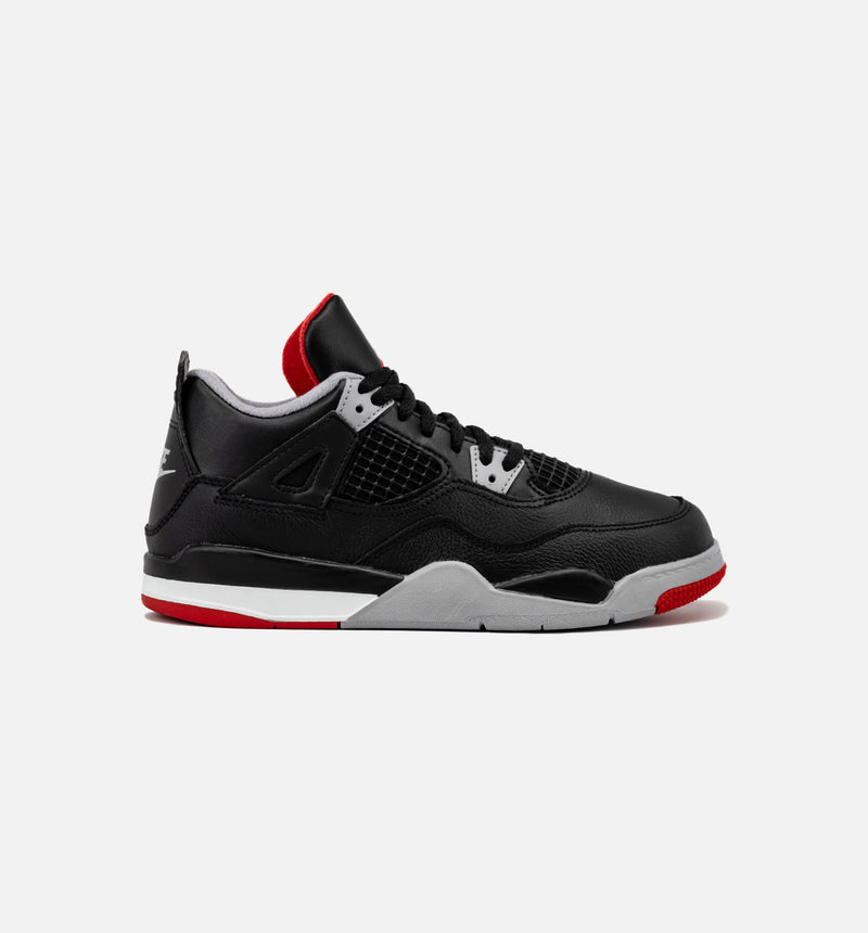 Air Jordan 4 Retro Bred Reimagined Preschool Lifestyle Shoe - Black/Fire Red/Cement Grey/Summit White