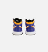 Air Jordan 1 Mid Grade School Lifestyle Shoe - Purple/Yellow