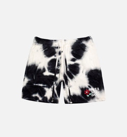 NICE KICKS PREMIUM SS21-002-BW
 Nice Day Tie Dye Fleece Shorts Mens Shorts - Black/White Image 0
