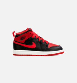 JORDAN DQ8424-060
 Air Jordan 1 Mid Preschool Lifestyle Shoe - Black/Red Image 0