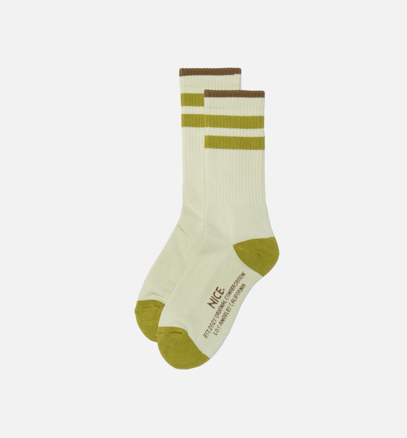 Nice Kicks Striped Sock Mens Socks - White/Green