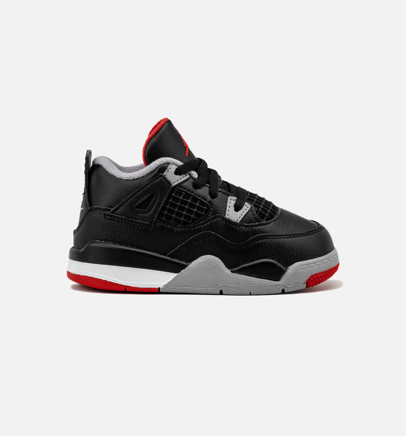 Air Jordan 4 Retro Bred Reimagined Infant Toddler Lifestyle Shoe - Black/Fire Red/Cement Grey/Summit White