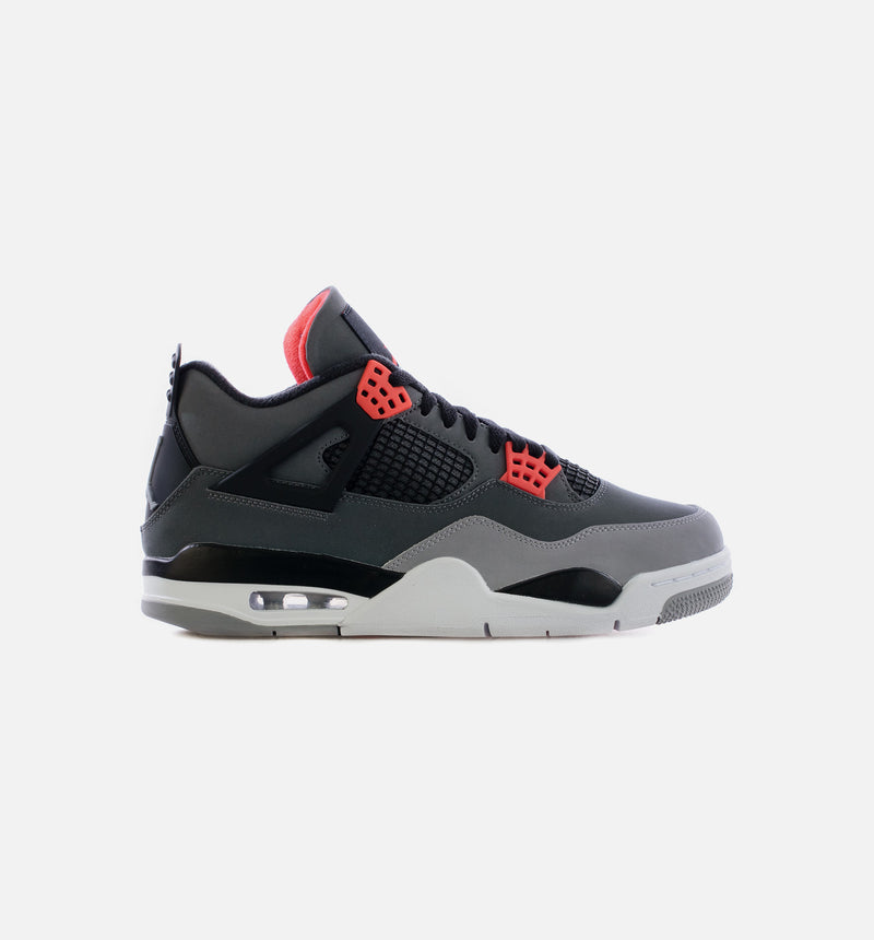Air Jordan 4 Retro Infrared Mens Lifestyle Shoe - Grey/Infrared/Black Limit One Per Customer