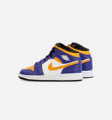 Air Jordan 1 Mid Grade School Lifestyle Shoe - Purple/Yellow