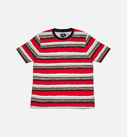 STUSSY 114874-RED
 Painted Stripe Crew Shirt Mens T-Shirt - Red Image 0