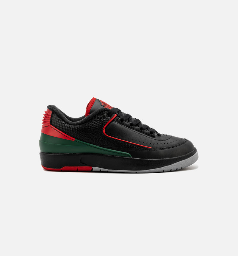 Air Jordan 2 Retro Low Christmas Grade School Lifestyle Shoe - Black/Fire Red/Cement Grey