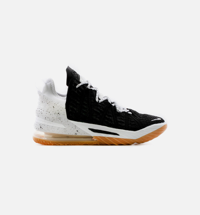 Lebron 18 Black Gum Mens Basketball Shoe -Black/White