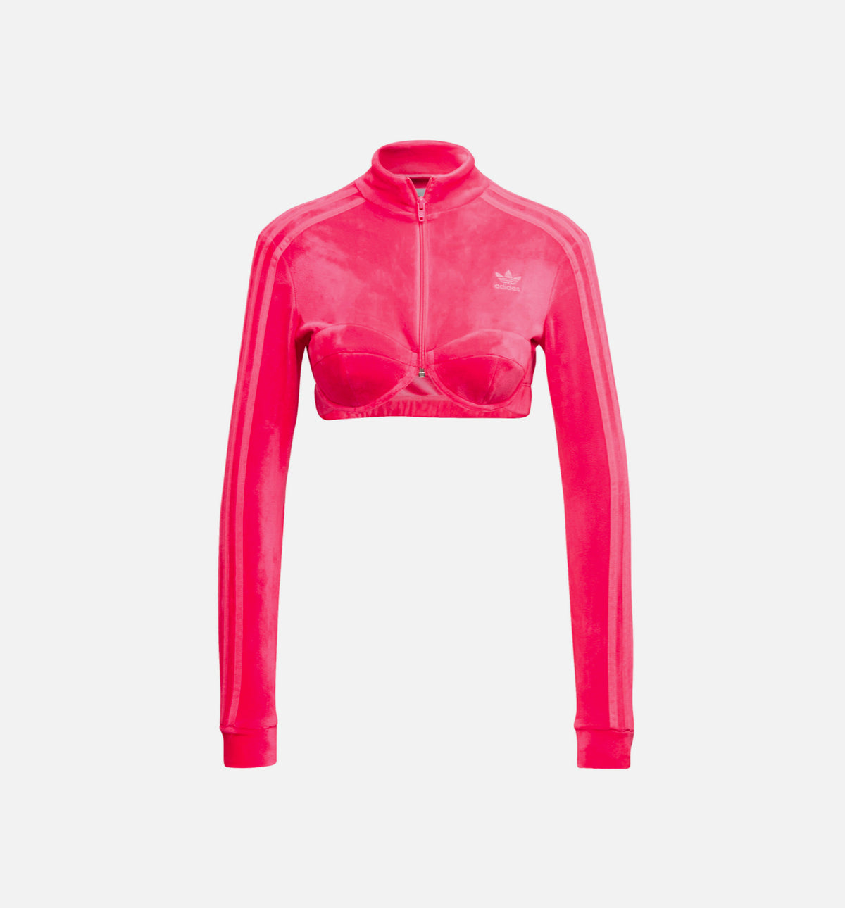 ☆NERDY☆ Women's NY Track Top Hot Pink adidas H50967 Jeremy Scott Velour Bra Track Top Womens Top