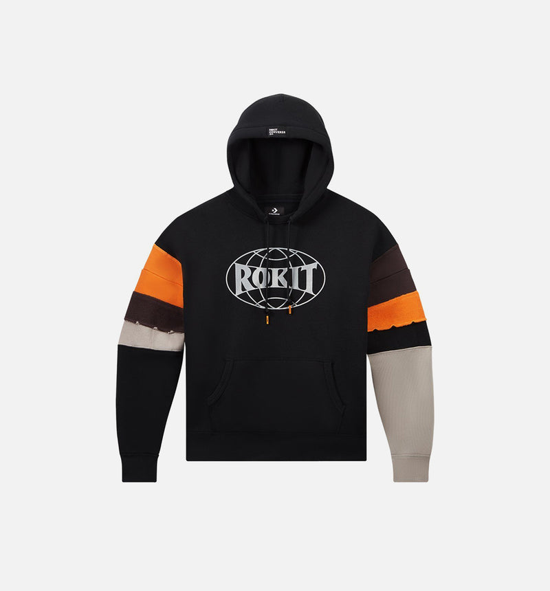 Converse X Rokit Mens Hoodie - Black/Grey/Orange
