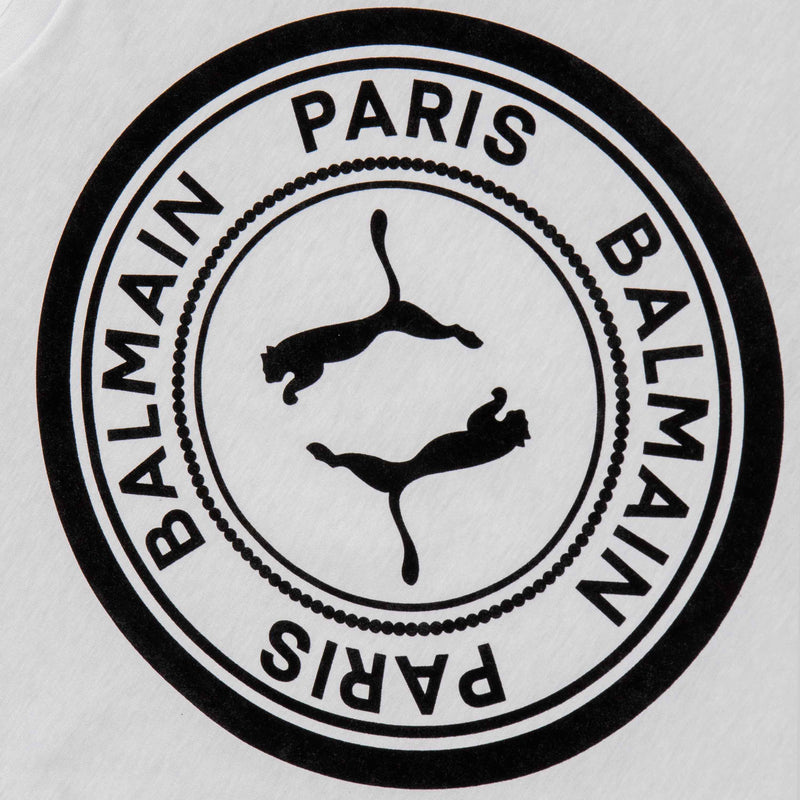 Balmain X Puma Mens Graphic T-Shirt - White/Black