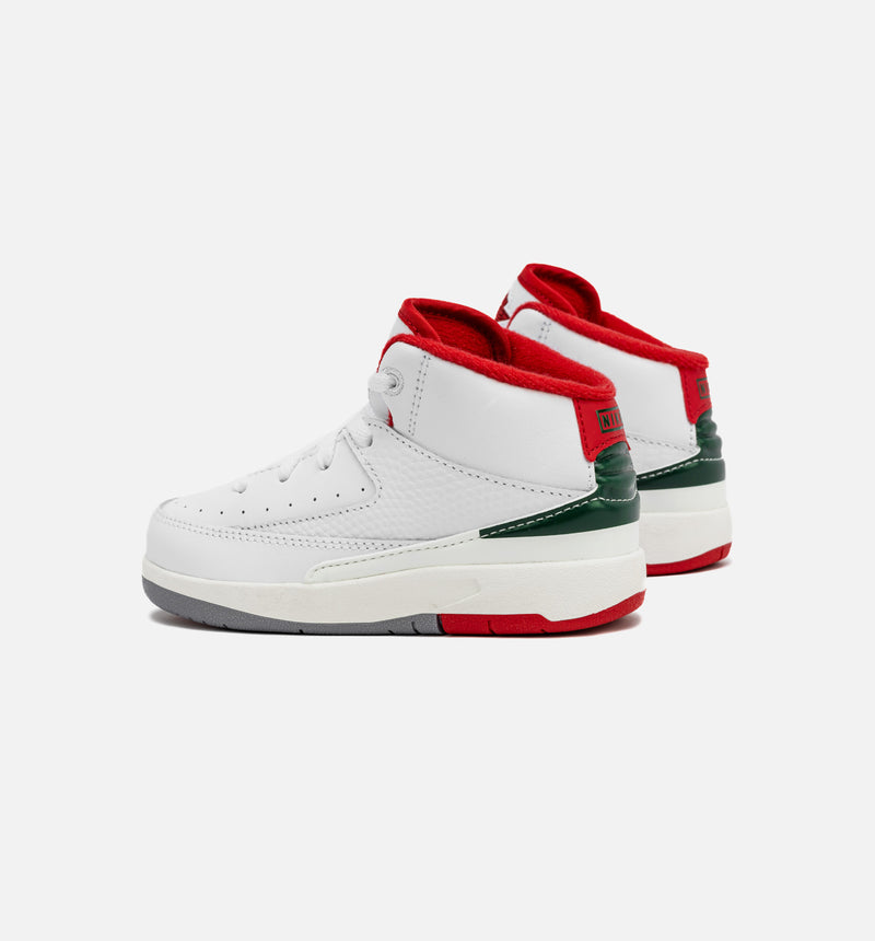 Air Jordan 2 Retro Italy Infant Toddler Lifestyle Shoe - Black/Fire Red/Sail/Cement Grey