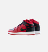 Air Jordan 1 Mid Reverse Bred Grade School Lifestyle Shoe - Black/Red