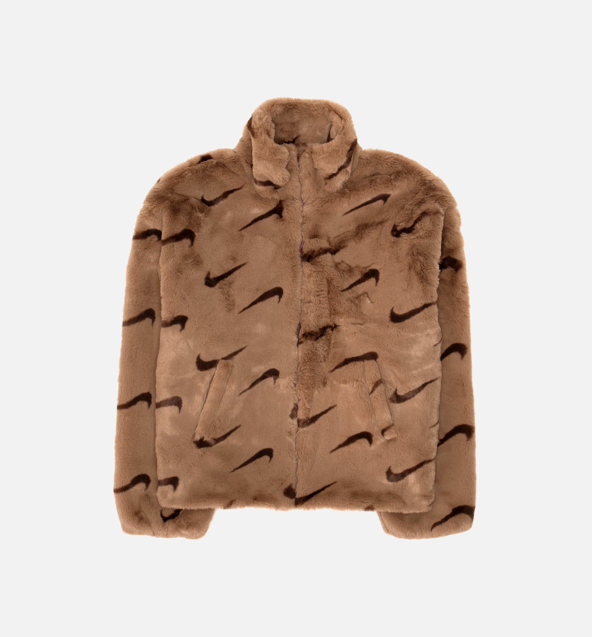 NSW AOP Faux Fur Womens Jacket Brown - Main Image