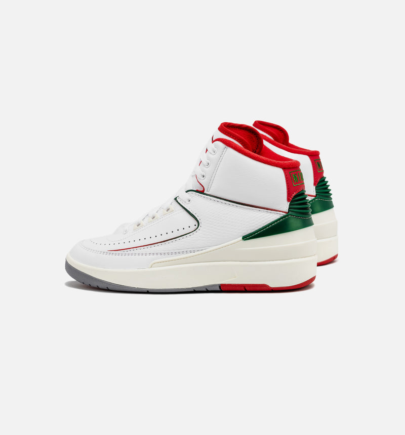 Air Jordan 2 Retro Italy Grade School Lifestyle Shoe - White/Fire Red