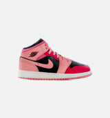 Air Jordan 1 Mid Coral Chalk Grade School Lifestyle Shoe - Black/Pink