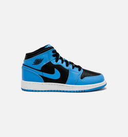 JORDAN DQ8423-401
 Air Jordan 1 Retro Mid University Blue Grade School Lifestyle Shoe - Black/Blue Image 0