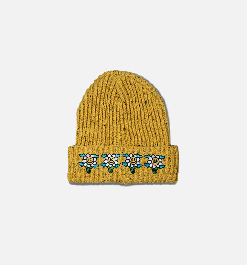 Speck Knit Beanie Mens Hat - Yellow