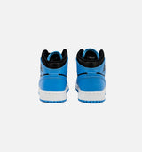 Air Jordan 1 Retro Mid University Blue Grade School Lifestyle Shoe - Black/Blue