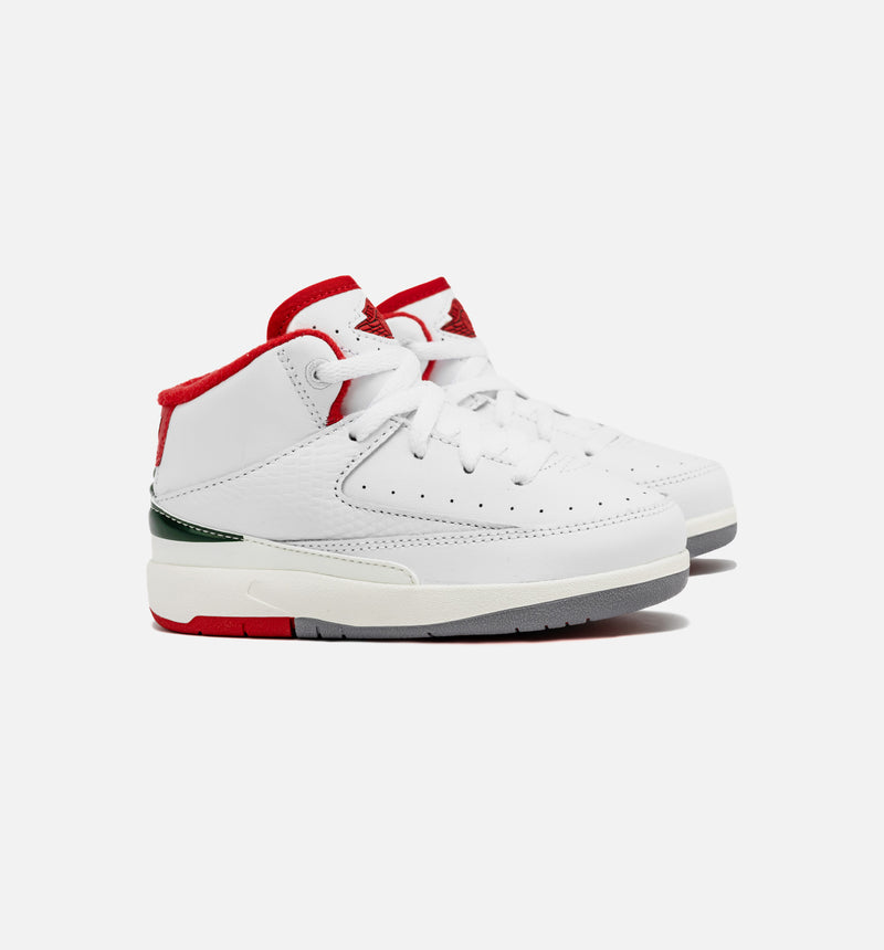 Air Jordan 2 Retro Italy Infant Toddler Lifestyle Shoe - Black/Fire Red/Sail/Cement Grey