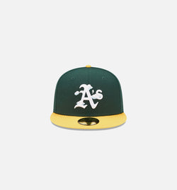 NEW ERA 60243842
 Oakland Athletics Comic Cloud 59FIFTY Fitted Cap Mens Hat - Green/Yellow Image 0