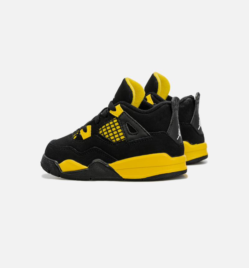 Air Jordan 4 Retro Thunder Infant Toddler Lifestyle Shoe - Black/Yellow