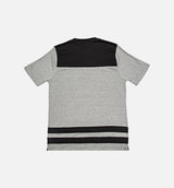 Double Stripe V Neck Mens T-Shirt - Grey/Black