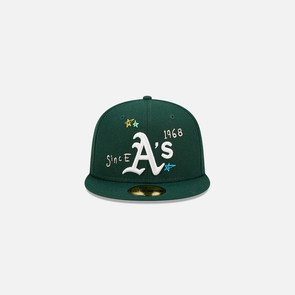 New Era 60243738 Oakland Athletics Scribble 59Fifty Fitted Cap Mens Hat -  Green –