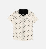 Nice Polka Dot Short Sleeve Rayon Shirt Mens Top - Cream
