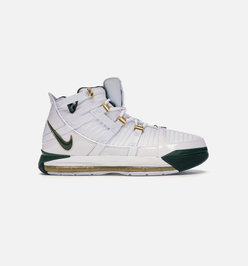 Lebron 3 QS "Svsm Home" Mens Basketball Shoe - White/Deep Forest-Gold Dust
