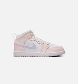 JORDAN FD8781-601
 Air Jordan 1 Mid Preschool Lifestyle Shoe - Pink Wash/White/Violet Frost Image 0