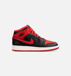 JORDAN DQ8423-060
 Air Jordan 1 Mid Alternate Red Grade School Lifestyle Shoe - Black/Red Image 0