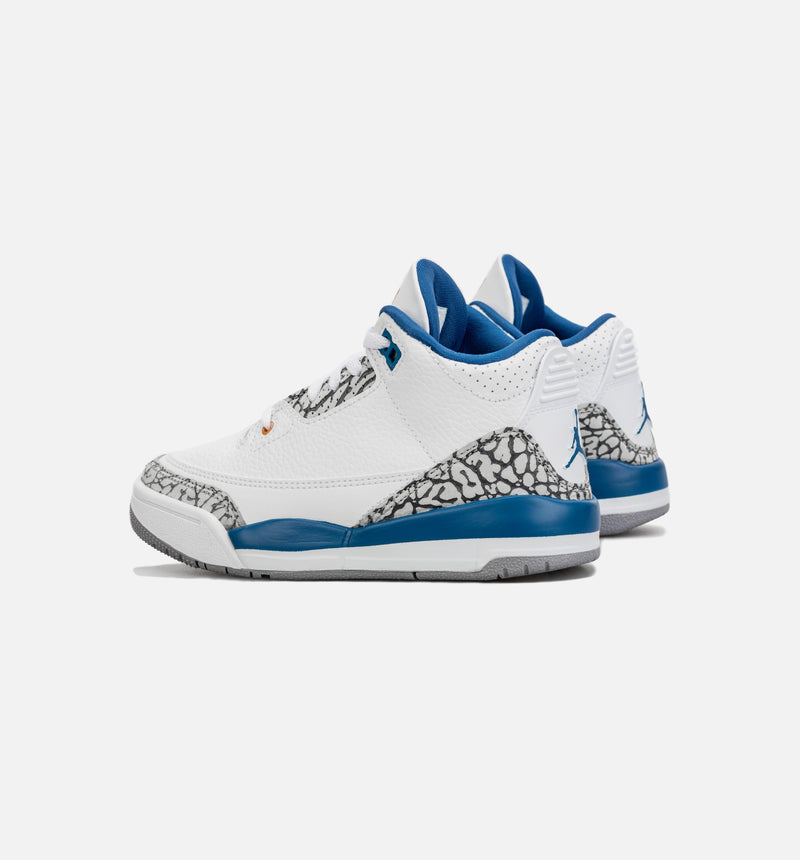 Air Jordan 3 Retro Wizards True Blue Preschool Lifestyle Shoe - White/Blue