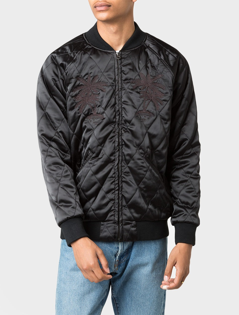 Stussy 115317-BLK Stussy Satin Palm Mens Jacket - Black