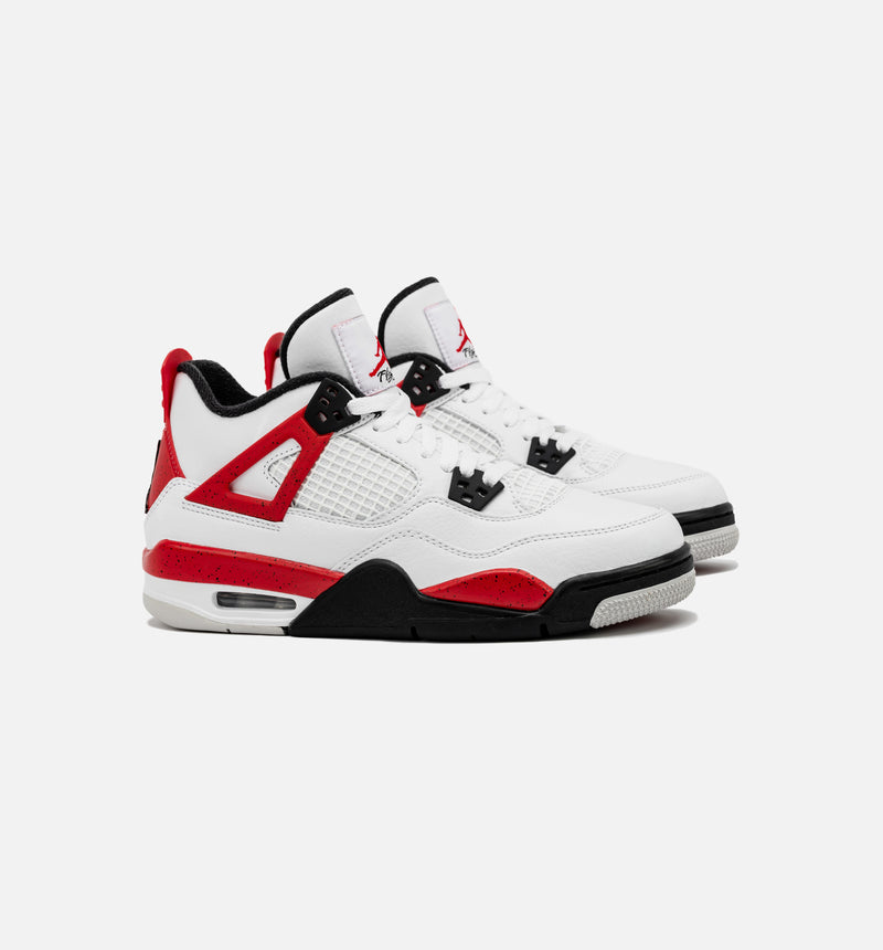 Air Jordan 4 Retro Red Cement Grade School Lifestyle Shoe - White/Red Free Shipping