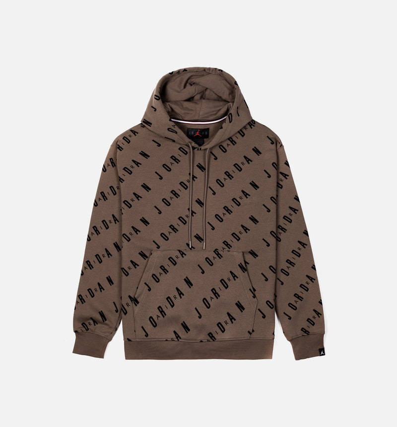 Essentials AOP Fleece Pullover Mens Hoodie - Brown