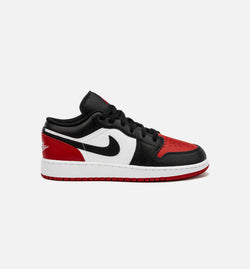JORDAN 553560-161
 Air Jordan 1 Low Bred Toe Grade School Lifestyle Shoe - Red/Black Image 0