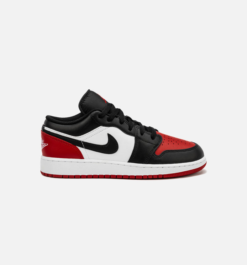 Air Jordan 1 Low Bred Toe Grade School Lifestyle Shoe - Red/Black