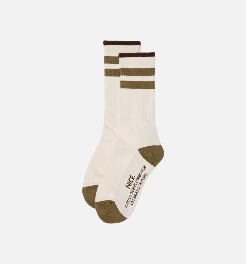 Nice Kicks Striped Socks Mens Socks - Olive/Brown