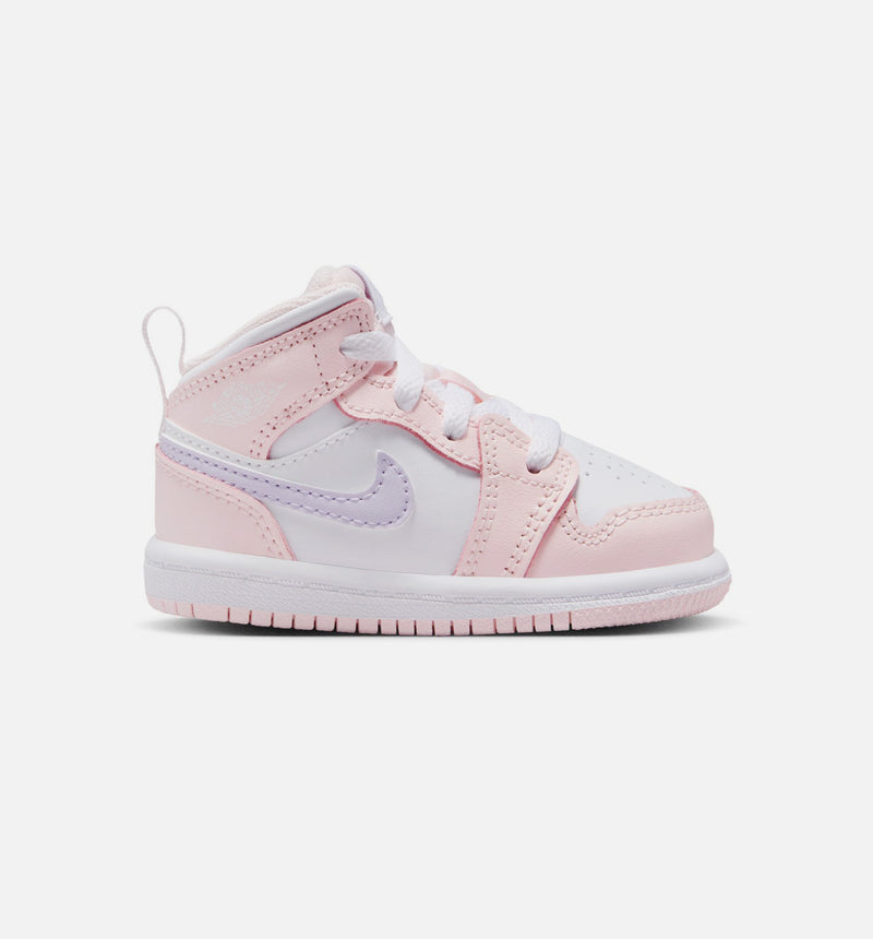 Air Jordan 1 Mid Pink Wash Infant Toddler Lifestyle Shoe - Pink Wash/White/Violet Frost