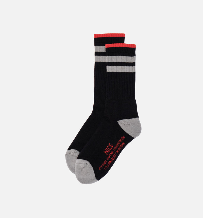 Nice Kicks Striped Sock Mens Socks - Black/Gray/Red