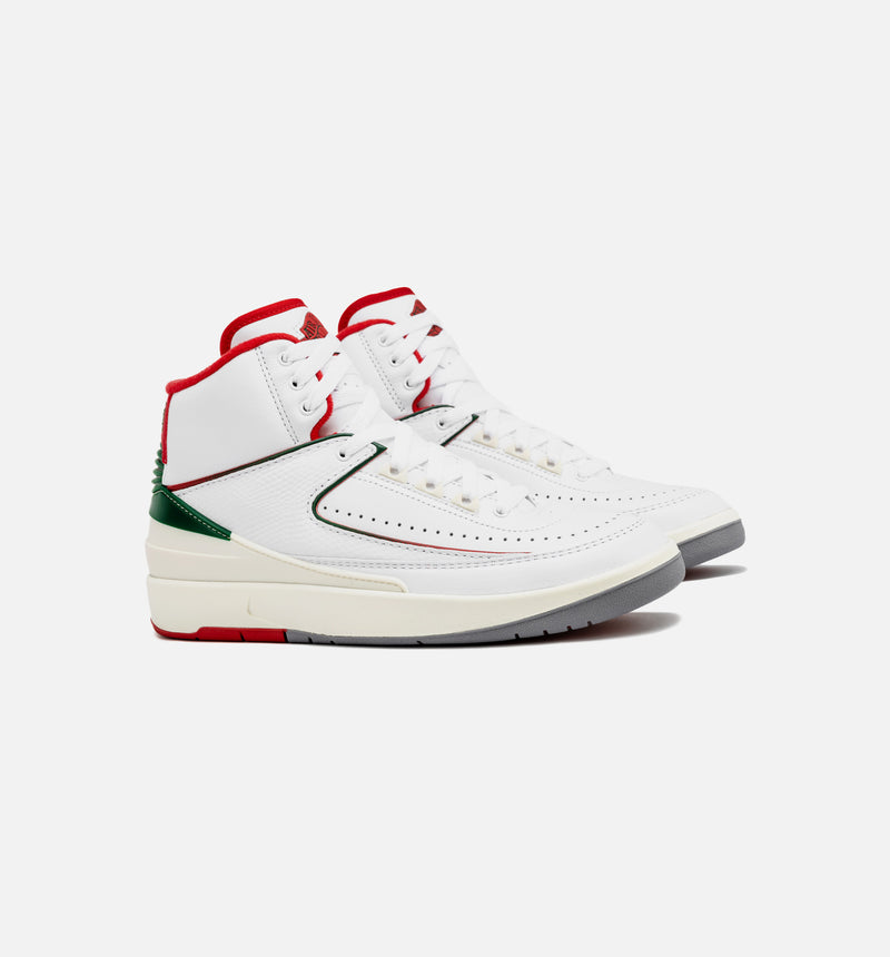 Air Jordan 2 Retro Italy Grade School Lifestyle Shoe - White/Fire Red