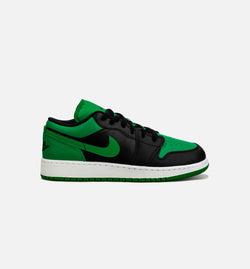 JORDAN 553560-065
 Air Jordan 1 Retro Low Lucky Green Grade School Lifestyle Shoe - Black/Green Image 0