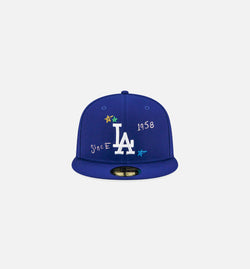 NEW ERA 60243713
 Los Angeles Dodgers Scribble 59Fifty Fitted Cap Mens Hat - Blue Image 0