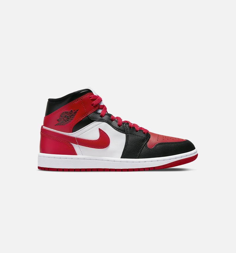 Air Jordan 1 Mid Bred Toe Womens Lifestyle Shoe - Black/Red