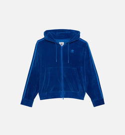 ADIDAS H55893
 Jeremy Scott Velour Full Zip Hoodie Mens Jacket - Blue Image 0