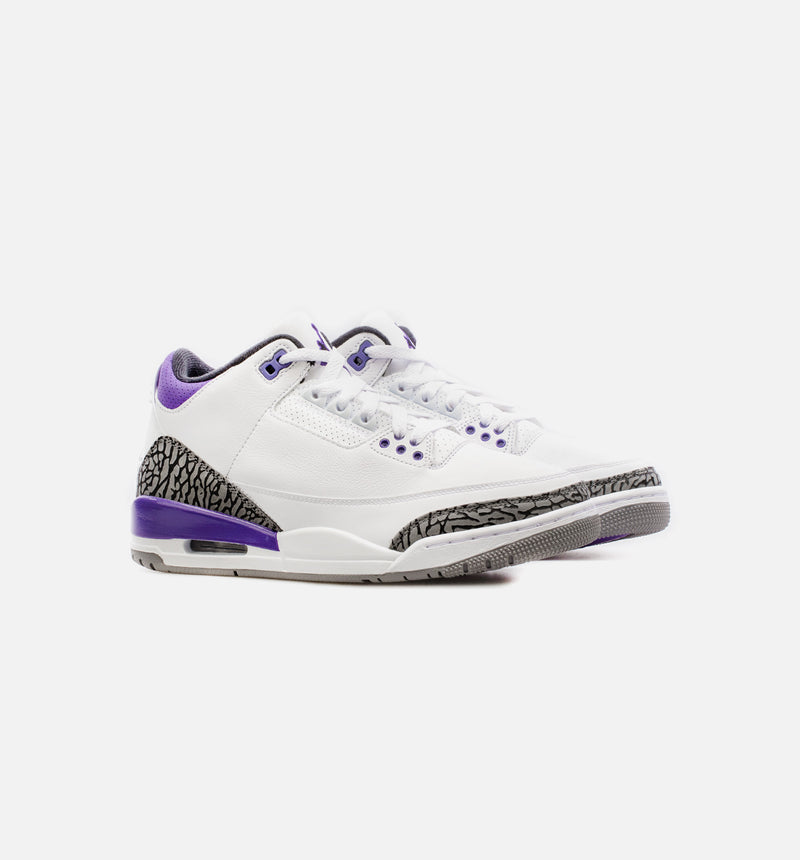Air Jordan 3 Retro Dark Iris Mens Lifestyle Shoe - White/Purple Free Shipping